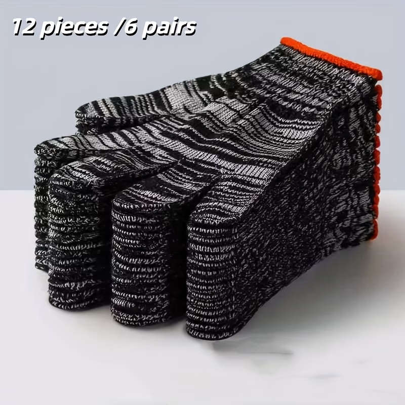 12 Pieces 6 Airs Of Black And White Striped Gloves