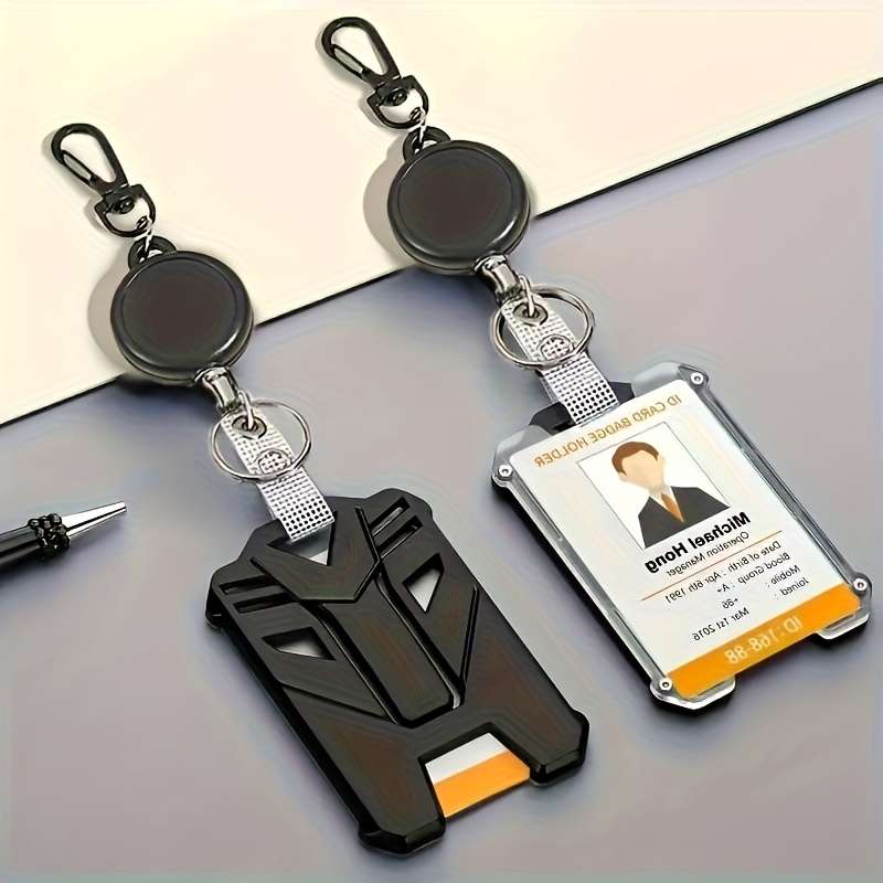 1pc Durable Plastic Extendable Work Pass Card Holder with ID Holder C Sleek Design for Office