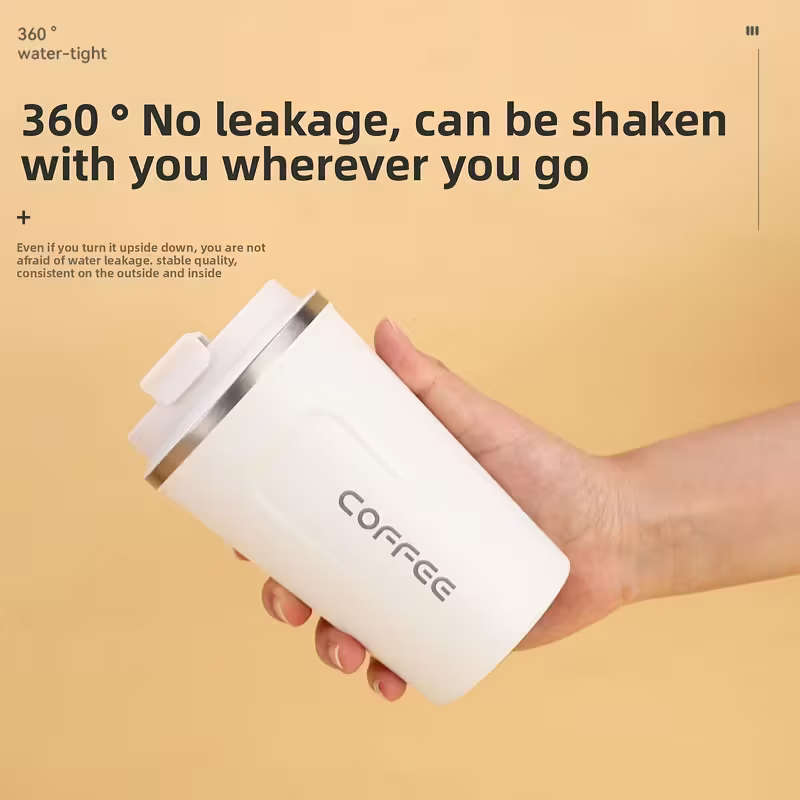 Vacuum Insulated Coffee Travel Mug, Leakproof Double-Layer Stainless Steel Reusable Thermos