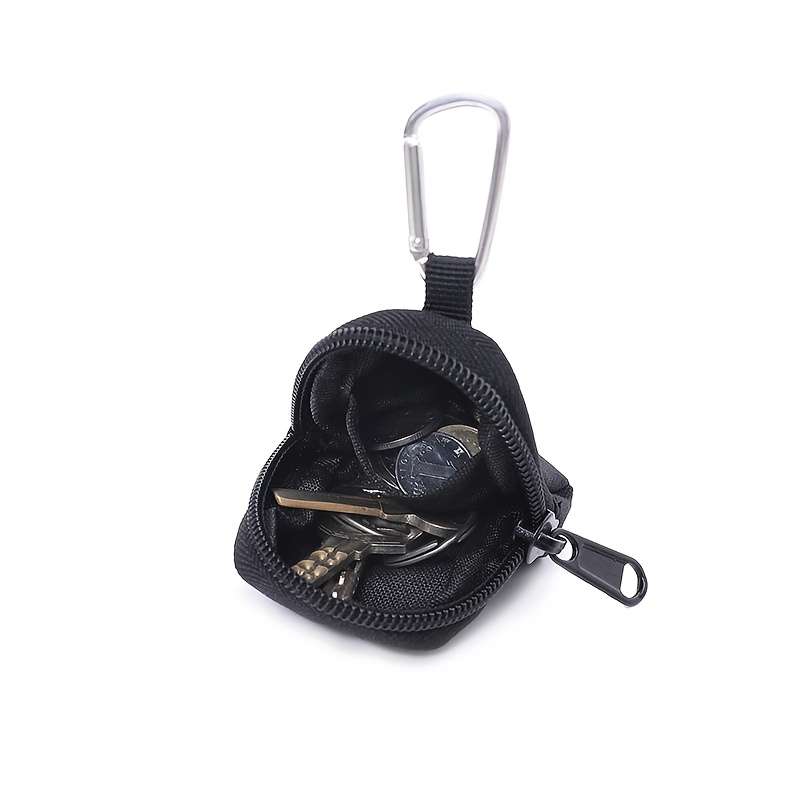 Durable Nylon Mini Wallet With Zipper Versatile Coin Purse Wireless Earbud Key Holder In B