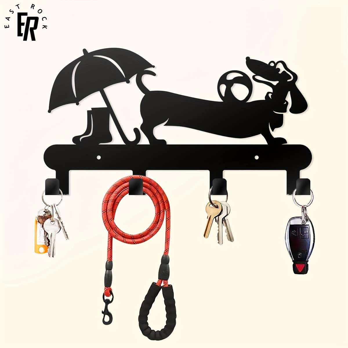 1pc Adorable Dog Umbrella  Rain Boot Wall-Mounted Key  Leash HookRust-Resistant Metal Powder