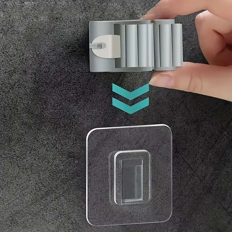 1pc Easy-Install Wall-Mounted Mop And Broom Holder Space-Saving Plastic Storage Rack