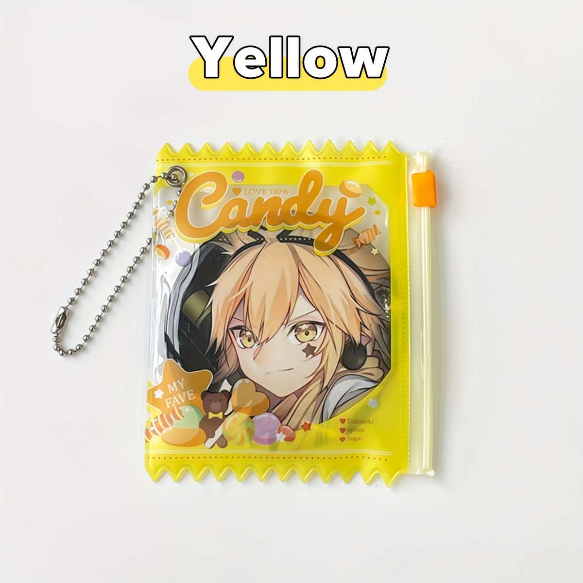 1pc Transparent PVC Dustproof Bag with Keychain Sweet Candy Theme Multi-Color Options Zipper