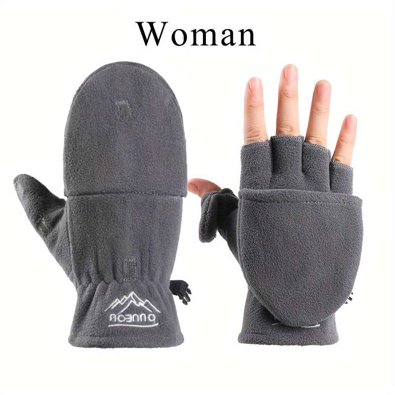 1 Pair Men Gray Warm Gloves
