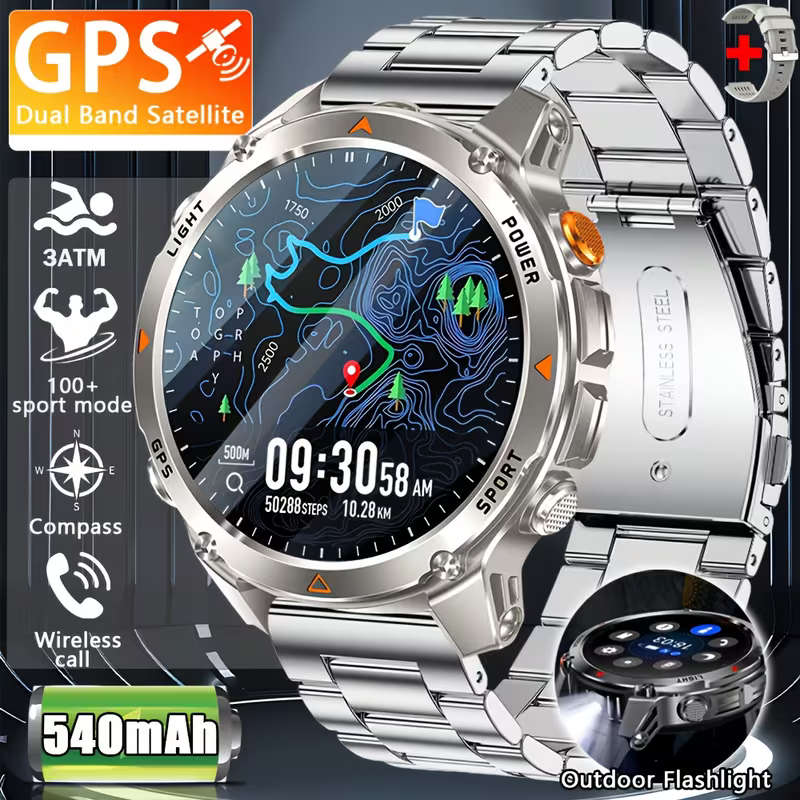 GPS Stainless Steel Sports Watch