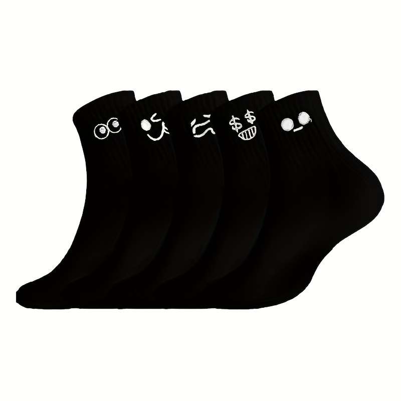 5 Pairs Black One Size High Elastic Socks