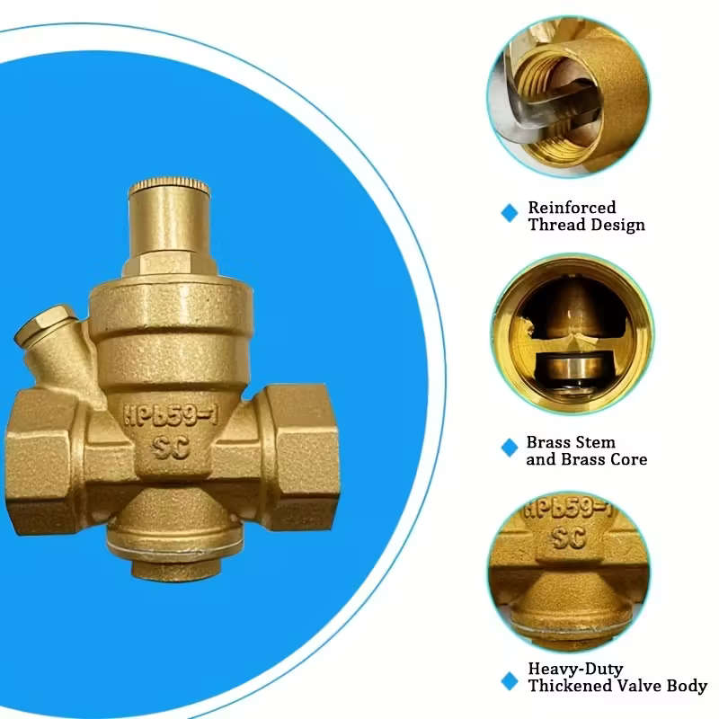 1 Brass Pressure Reducing Valve With Built-In Pressure Gauge