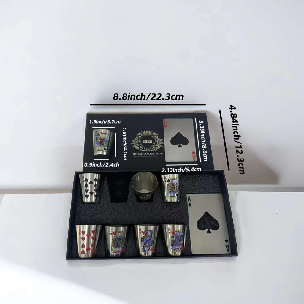 1 Box of Whiskey Glasses 8 Stainless Steel Whiskey Glasses and 2 Bottle Openers Yes