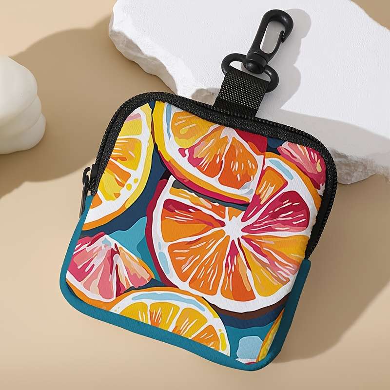 1pc A Single Piece Large Capacity Coin Purse with Lemon Slice Pattern Beautifully Simple Digital