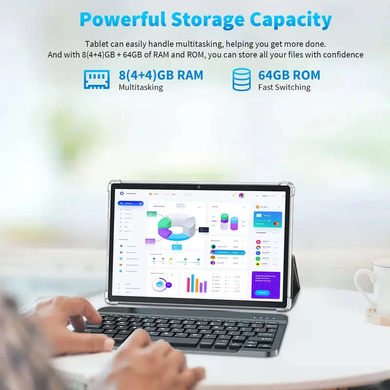 10" Anroid 14 2 in 1 Tablet 8GB+64GB