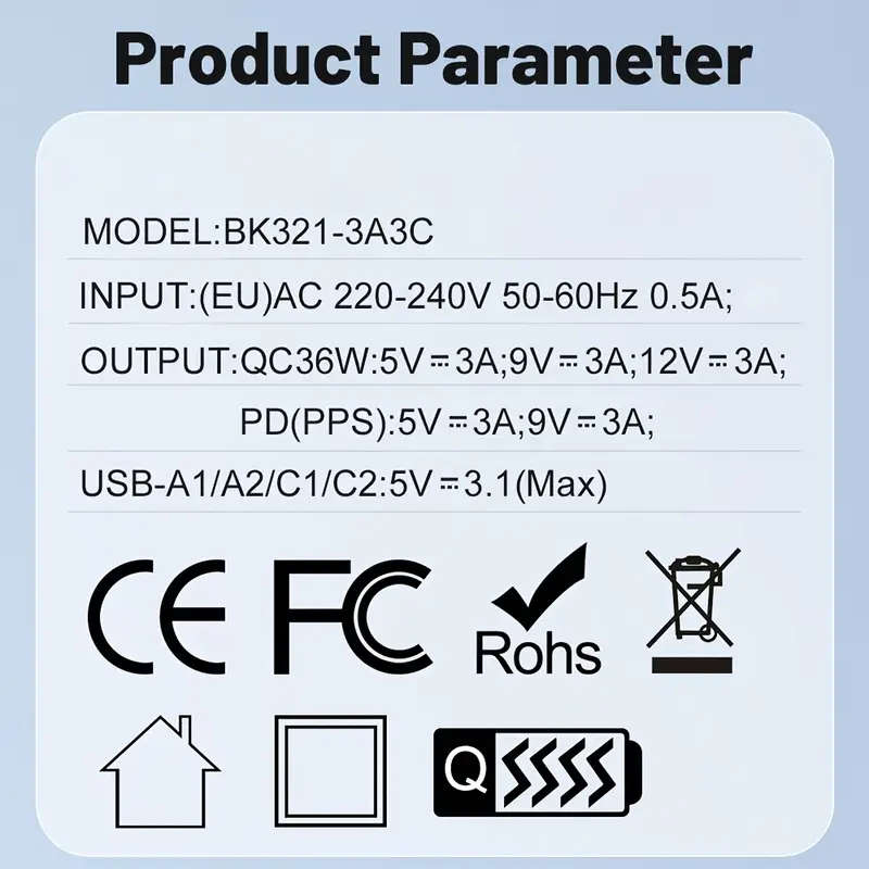 Usb C Charger Multiple Usb C Charge Plug 50W 6 Port Usb C Quick Charger