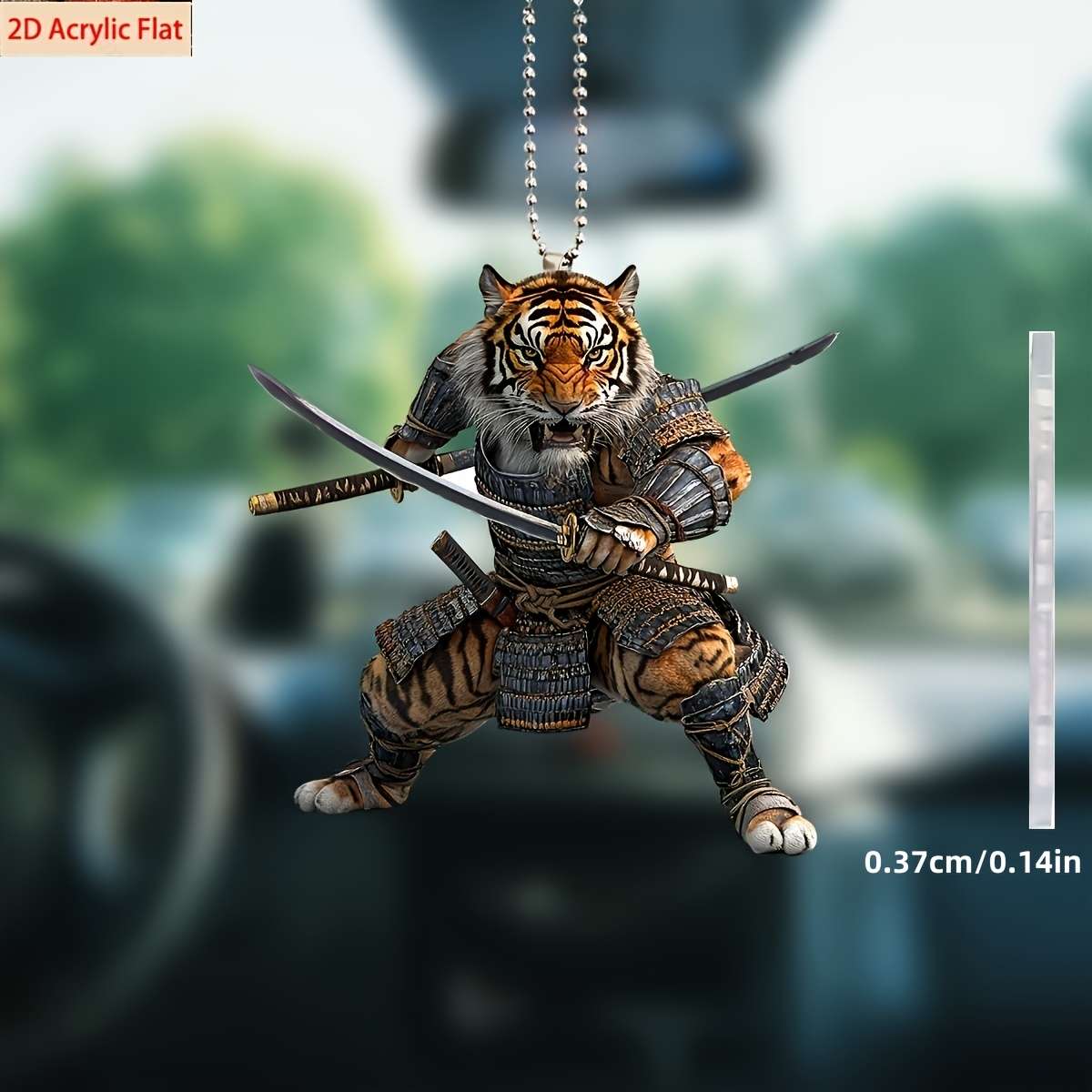 2D Flat Acrylic Big Tiger Warrior Armor Pendant