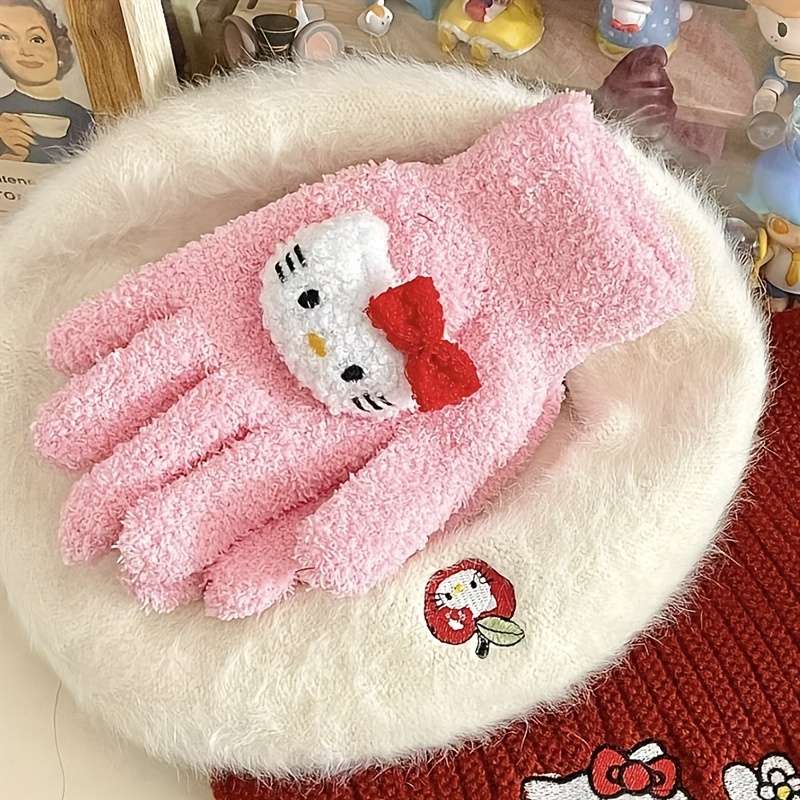 1 Pair Rose Red One Size Warm Gloves