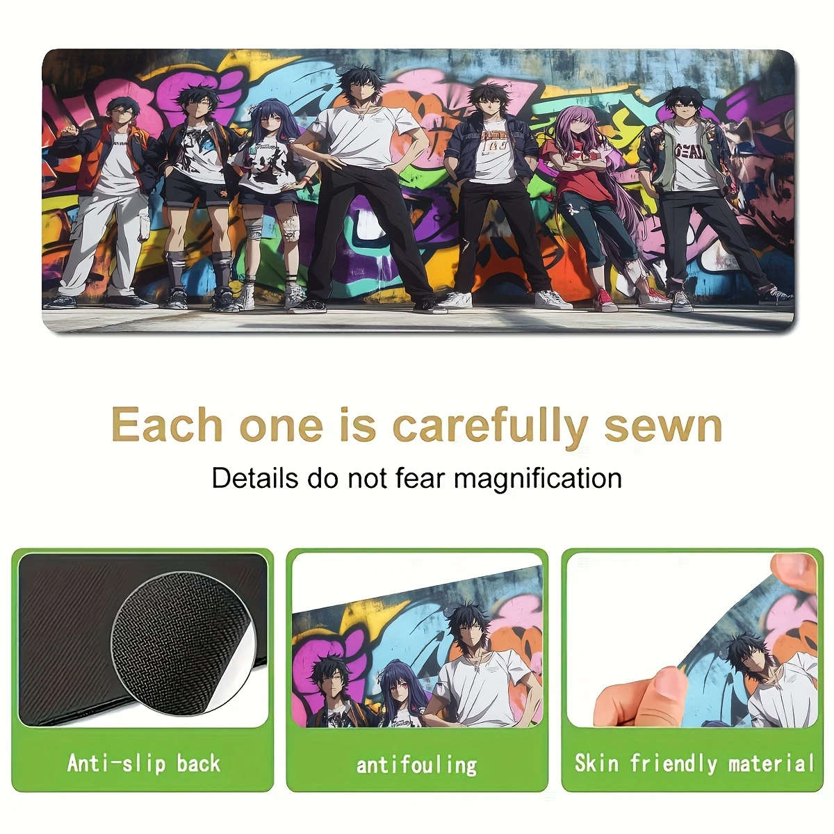 1pc 30x80cm Vibrant Graffiti Anime Character Mouse Pad Durable Rubber Desk Mat