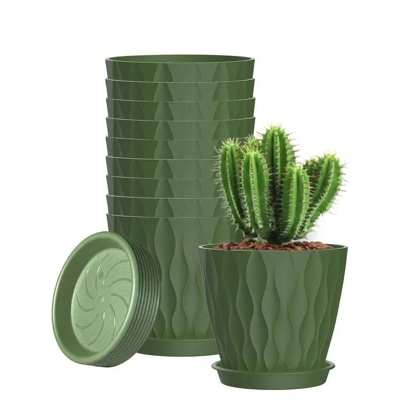 10-Pack 4-Inch Modern Mini Plastic Flower Pots Colourful