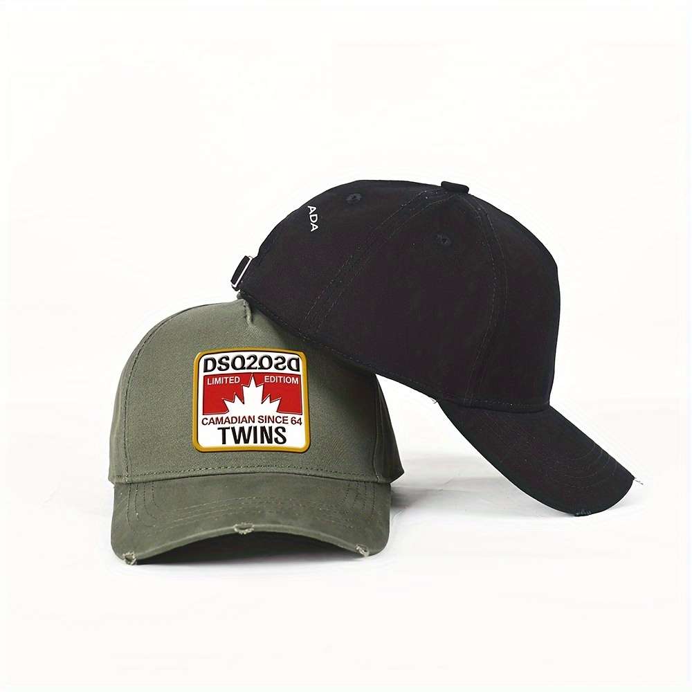 F108 Limited Edition Distressed Cotton Baseball Cap Twins Design Hand Wash Only Stretch