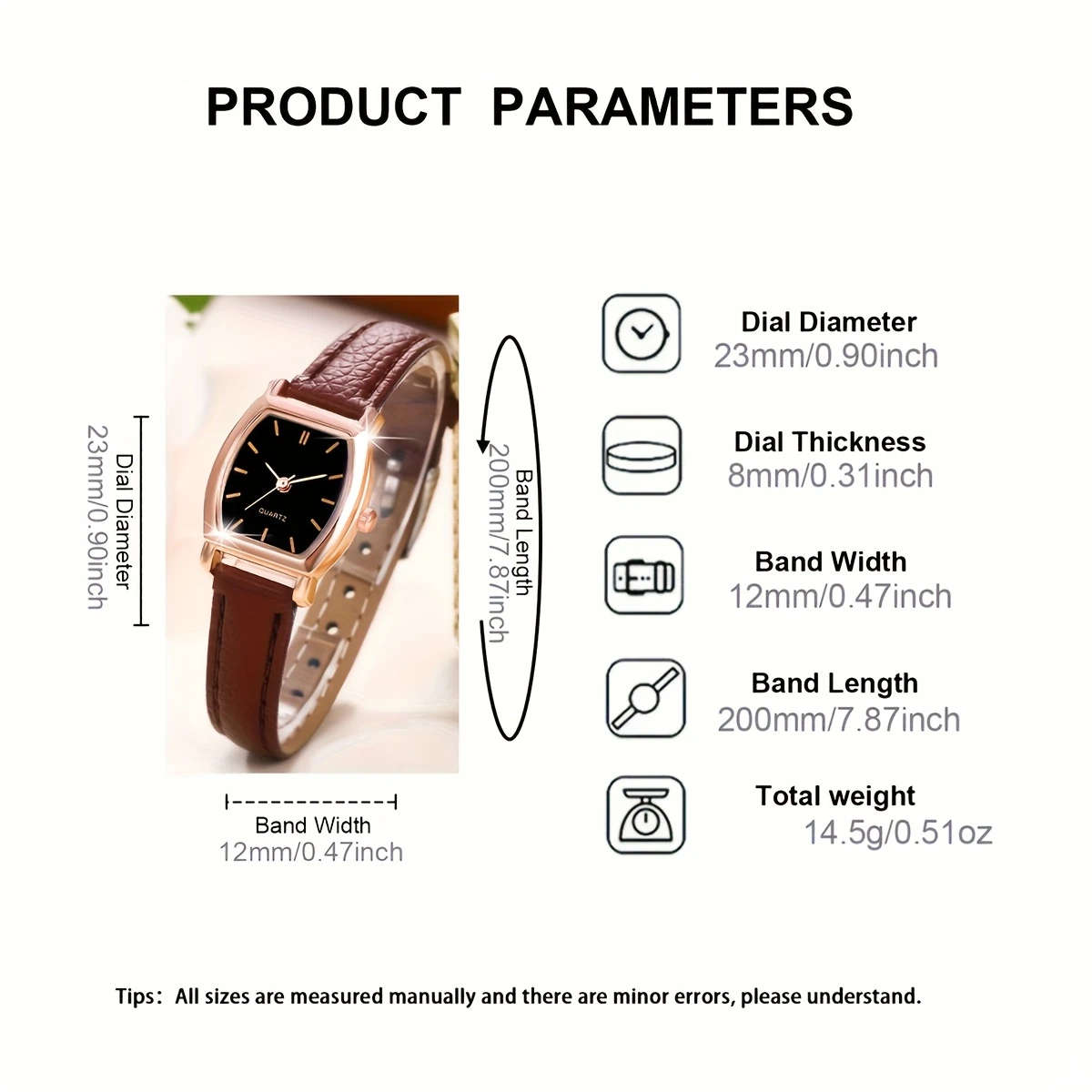 4pcs Set Ladies Watch Women Brown PU Strap Casual Quartz Watch And Heart Necklace Earings Bracelet J