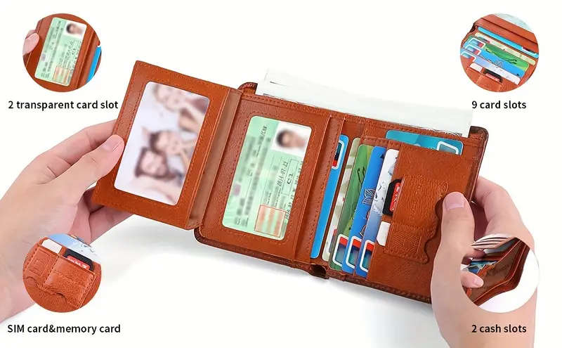 Men's Genuine Leather Wallet with RFID Blocking Protection