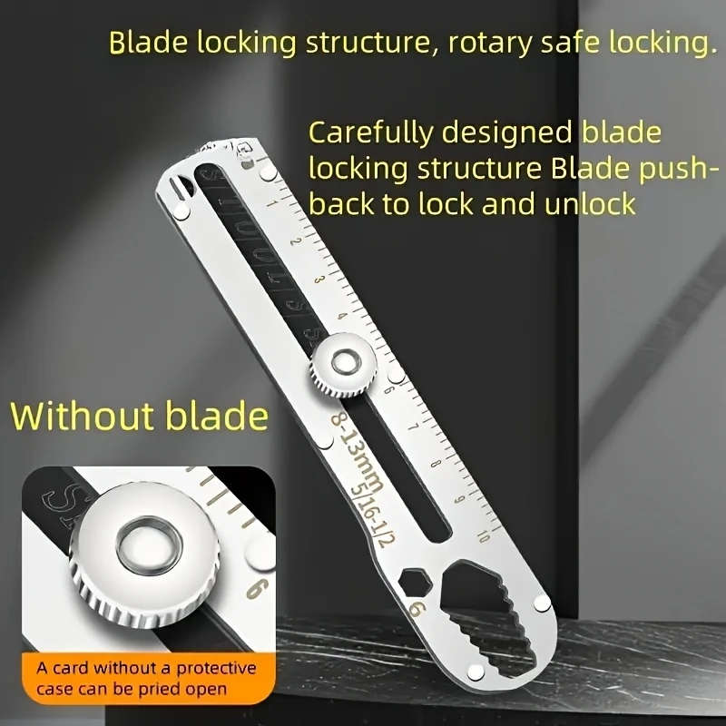 1pc Stainless Steel Precision Art Knife with Retractable Handle 10-in-1 Multifunctional Office Cutti