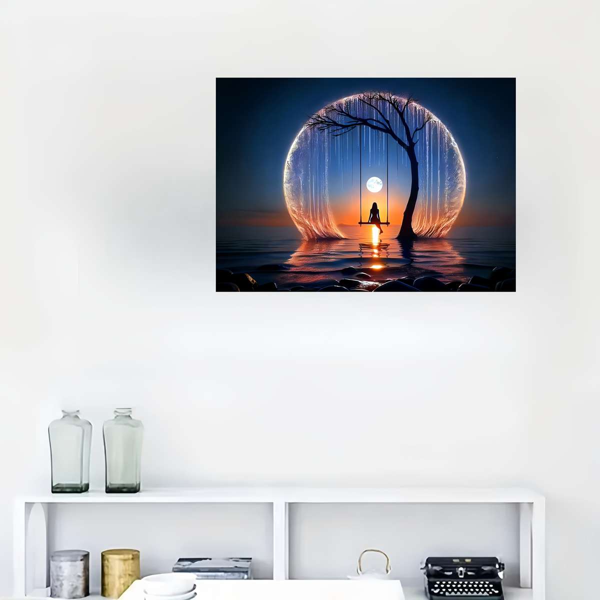 1000pcs of a Jigsaw Puzzle Featuring a Bright Moon Over The Sea a Challenging DIY Br