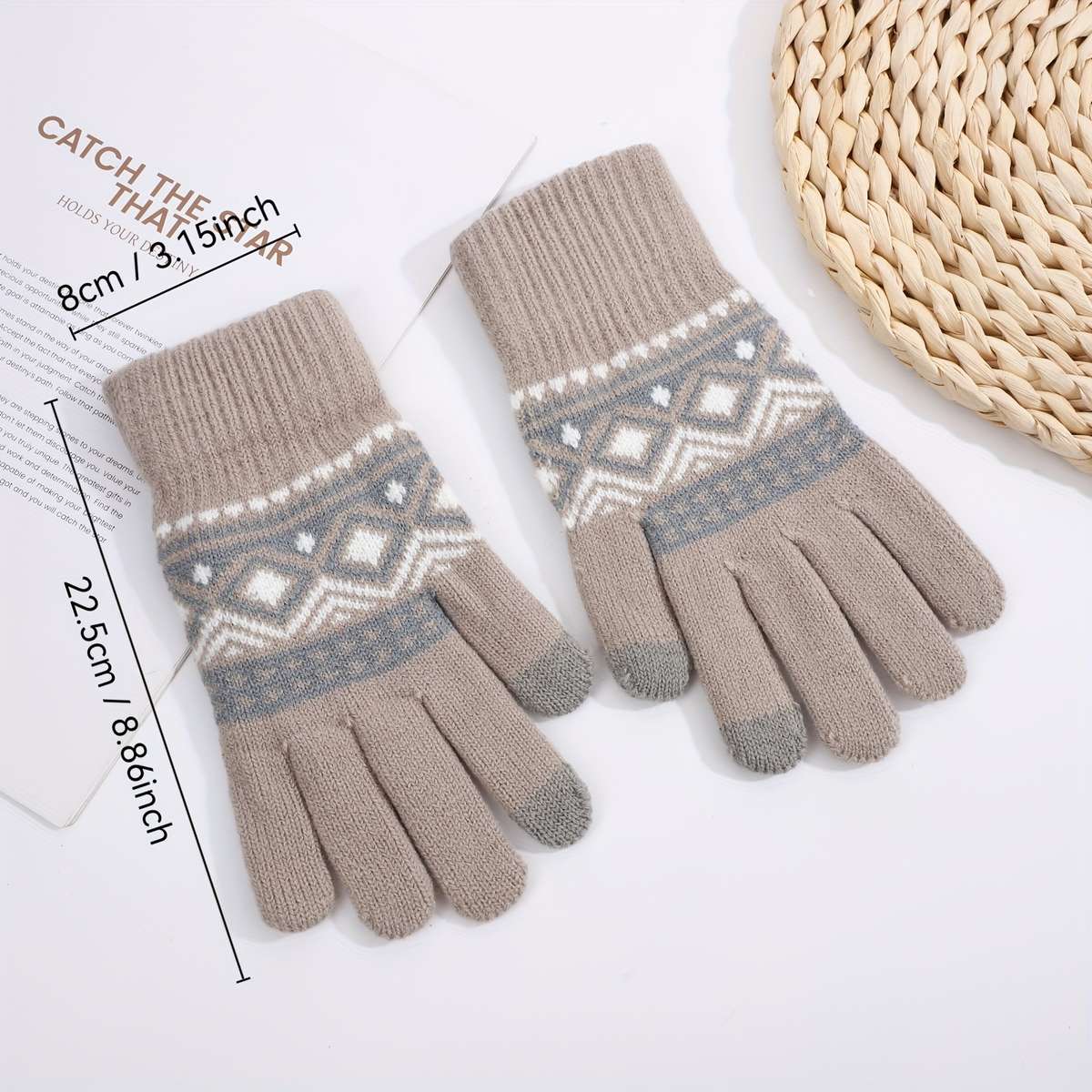 1 Pair Grey Warm Gloves