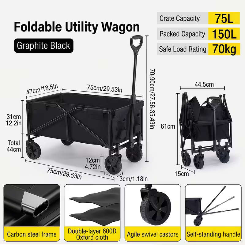 Heavy Duty Foldable Utility Trolley Wagon - LARGE