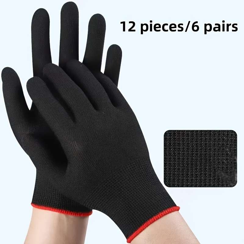 6 Pairs White Multi Purpose Work Gloves