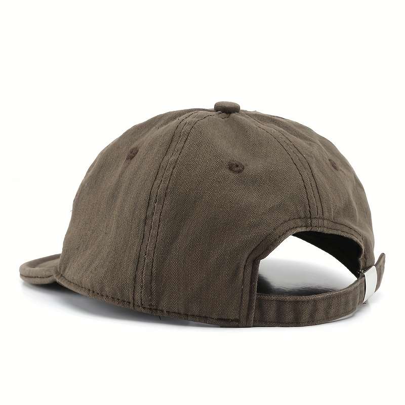 1pc Vintage-Inspired Soft Top Baseball Cap Washed Adjustable Dad Hat with Wide Brim Black Casua