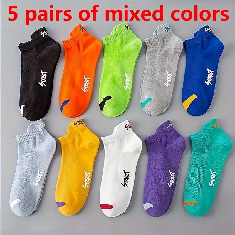 5 Pairs Of Mixed Colors One Size High Elastic Socks