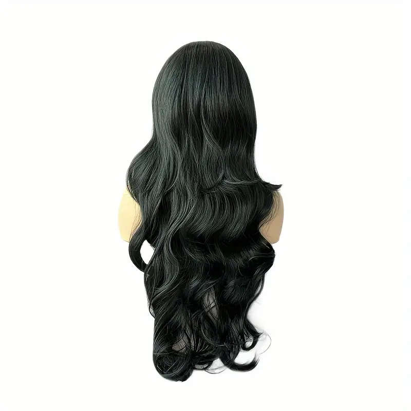 Elegant Long Curly Wig for Women, Color Black