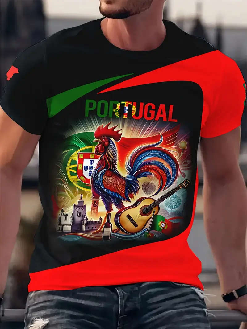 Portugal T-Shirt, Polyester Crew Neck