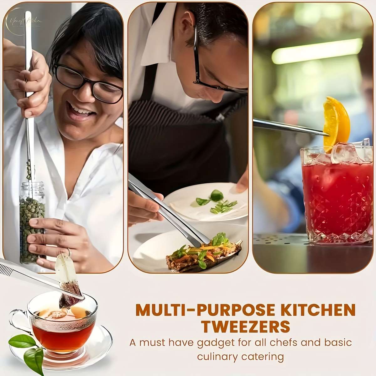 2pcs Premium Stainless Steel Kitchen Tongs Durable Ergonomic BBQ Cooking Tweezers for Prec