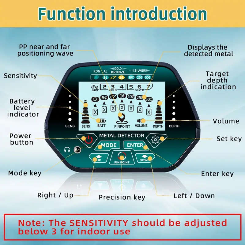 Professional High Precision Metal Detector with LCD Screen