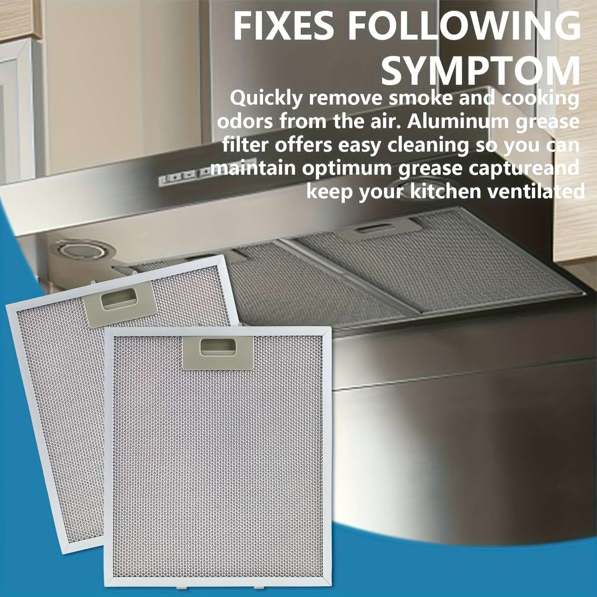 2pcs Universal Range Hood Filter Aluminum Oil Splatter Guard Easy Installation Kitchen Exha