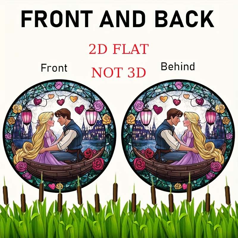 2D Flat Tangled Rapunzel Flynn Rider Suncatcher Colorful Acrylic Window Decor