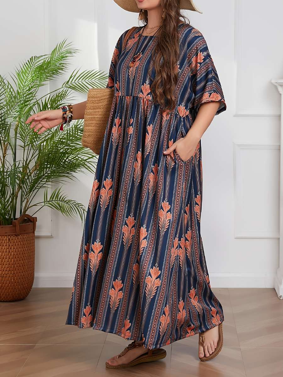 Women S Dress Color Blue Orange Size 5Xl