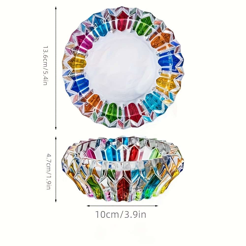 1pc Elegant Glass Ashtray Round Colorful Design for Home and Office Decor Perfect for Living