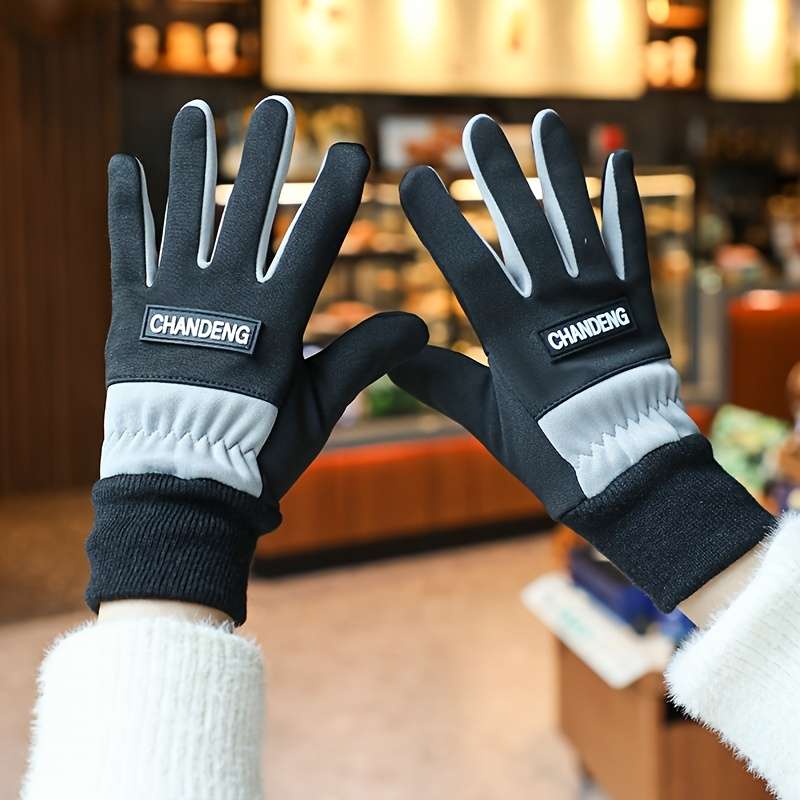 1 Pair Grey One Size Warm Gloves