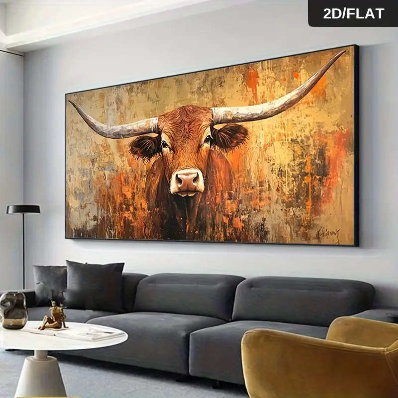 70cm x 140cm Modern Abstract Textured Cattle Wall Art Canvas