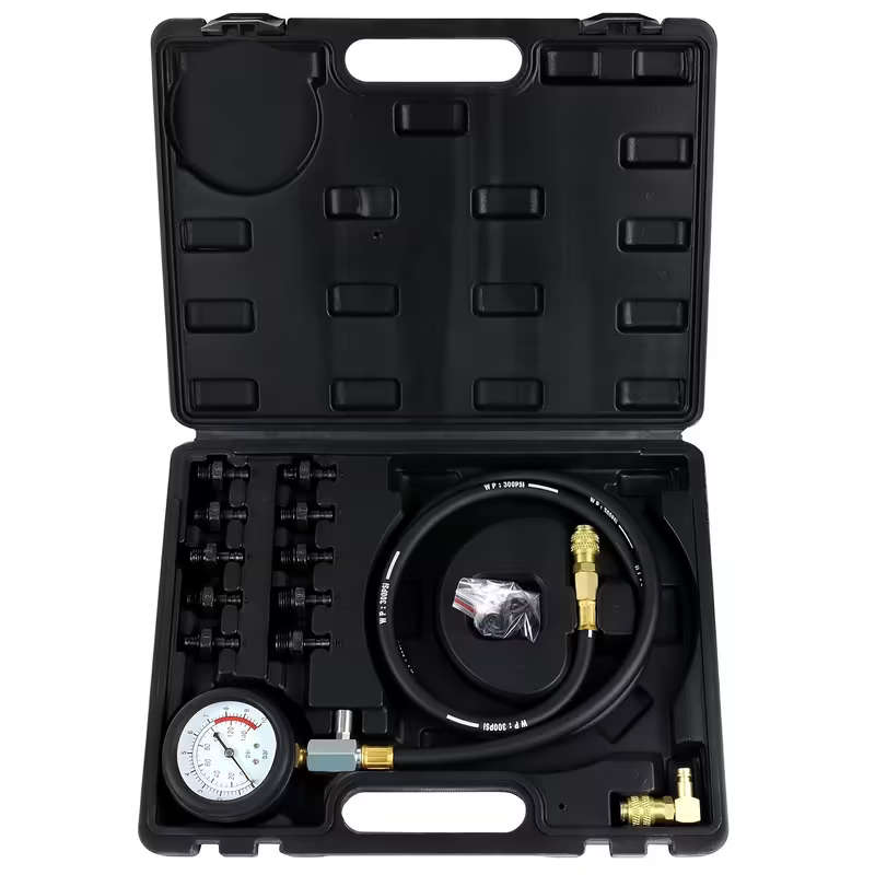 Professional Oil Pressure Gauge Tool for Engine Diagnostic Test with Hose Adapters