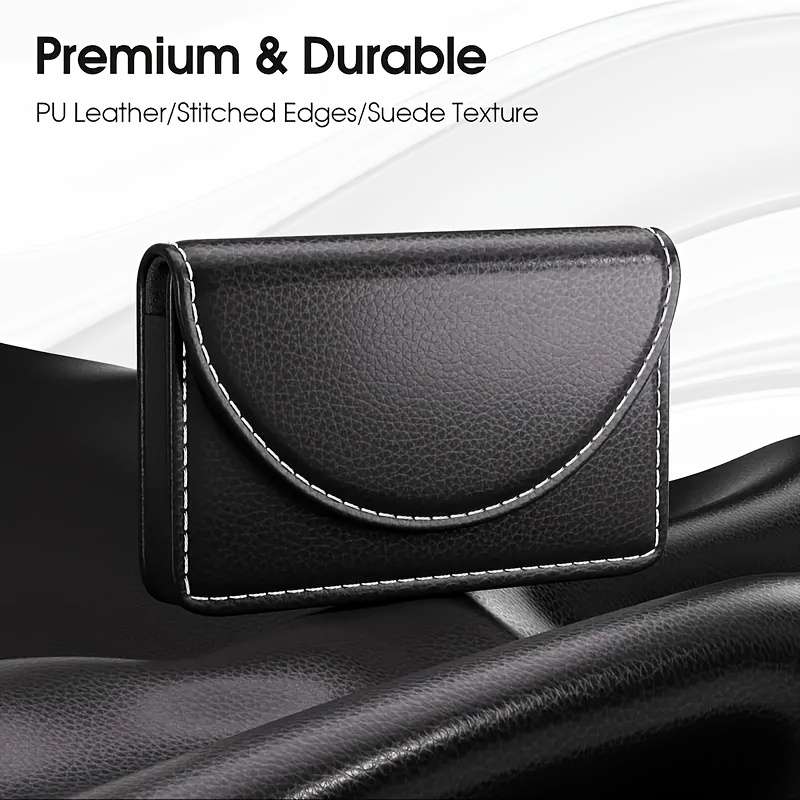 1pc Crocodile Pattern Faux Leather Business Card Holder Magnetic Closure Non-Braided Office