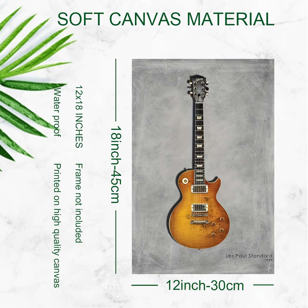 1pc Gibson Les Paul Standard 1959 Frameless Canvas Wall Art 30.48x45.72 cm Vibrant Sunburst Fini