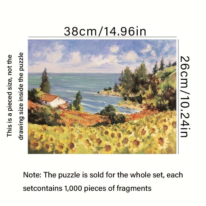 1000pcs Jigsaw Puzzle for Adults Challenging Hell-Level Mini Puzzle 38.0x26.01cm