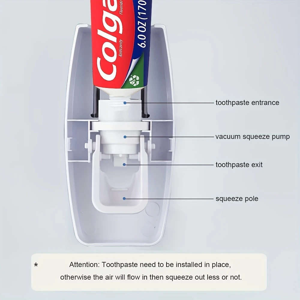 1Pc 5 Head Toothbrush Holder With Automatic Toothpaste Dispenser Wall Mounted