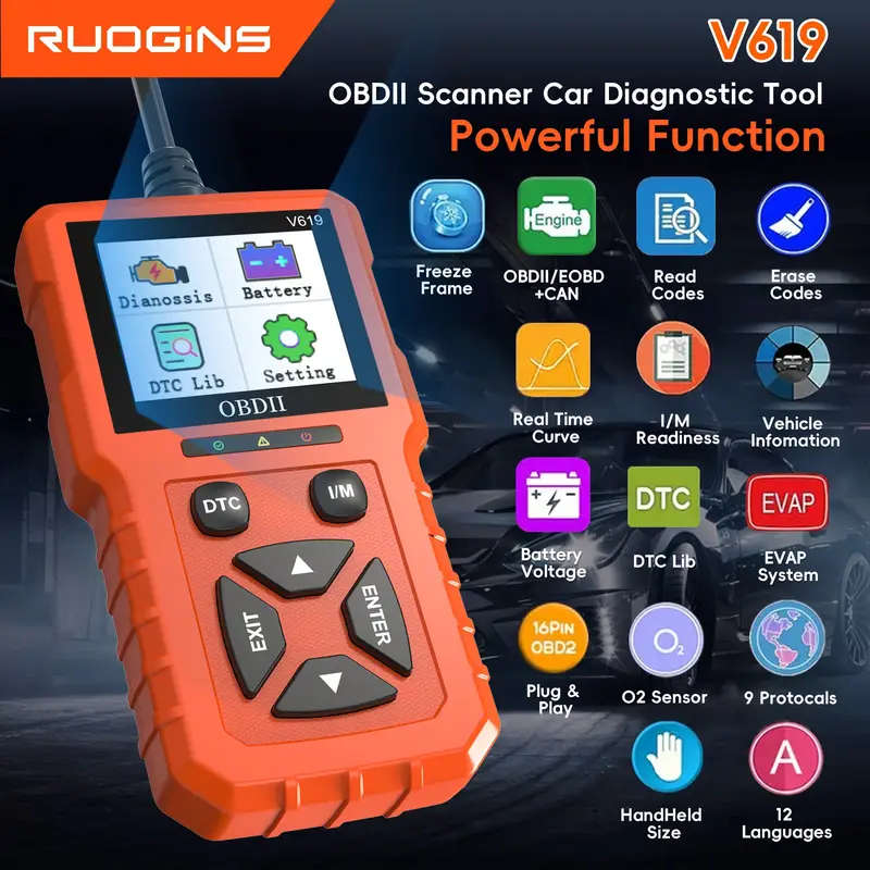 OBD2 Scanner Car Code Reader Check Engine Light Diagnostics OBDII EOBD Computer Scan Tool Auto Teste