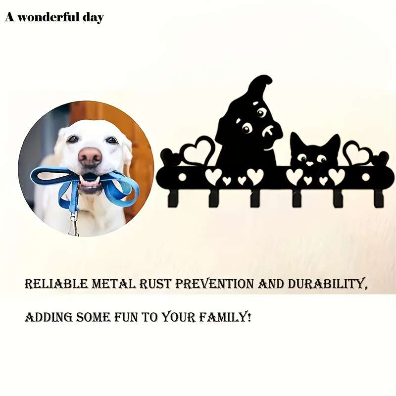 1pc Cute Animal Design Metal Key Holder Wall Mount Keychain Rack Versatile Use for Coat Hat Tow