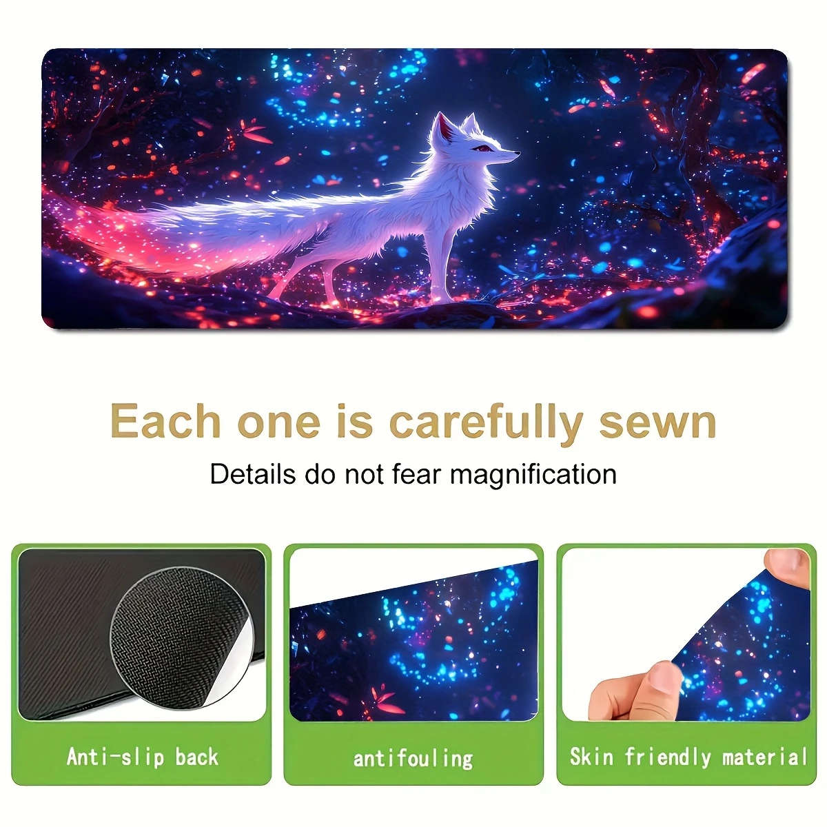 1pc 30x60cm Mystical Fox Fantasy Forest Gaming Mouse Pad Durable Odorless Rubber Base