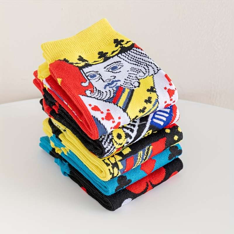 5 Pairs Of Mixed Colors One Size High Elastic Socks