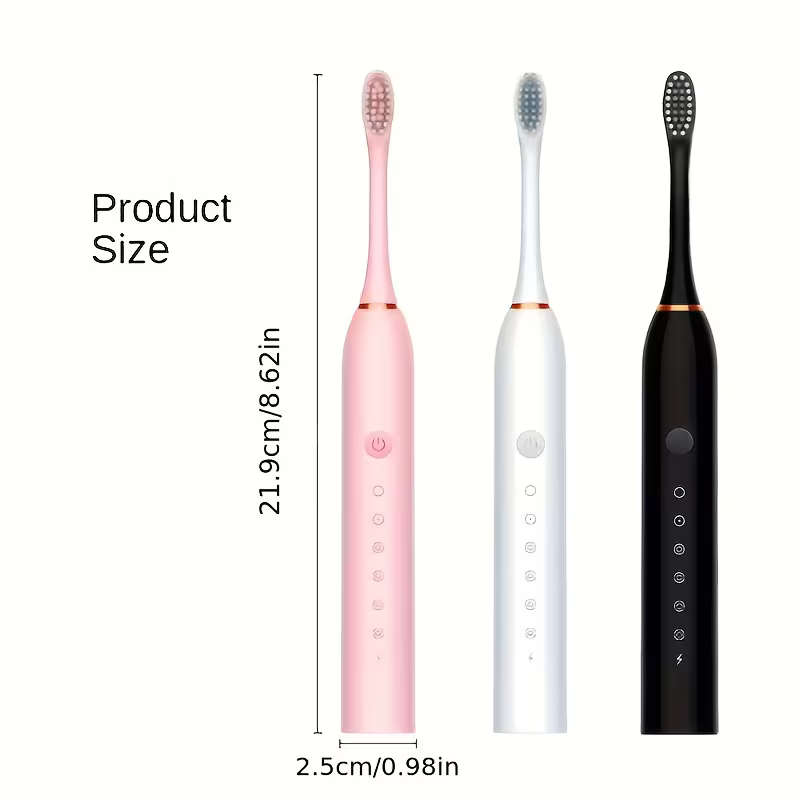 Rechargeable Electric Toothbrush 4 Brushes 6 Cleaning Modes 500mAh