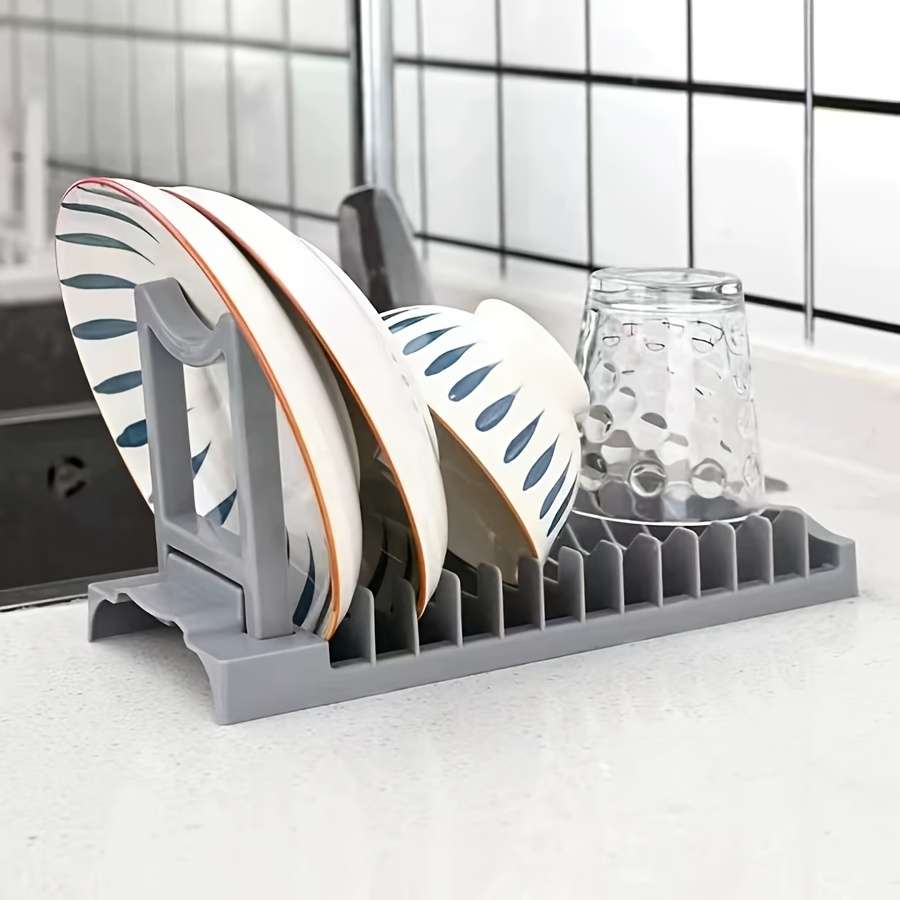 1pc Foldable Dish Rack   Space-Saving Plastic Kitchen Organizer for Countertops and Cabinets   Mult